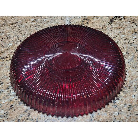 Mikasa Crystal 13" Divided Tray Diamond Fire Pattern Celebrations Red - Picture 3 of 10